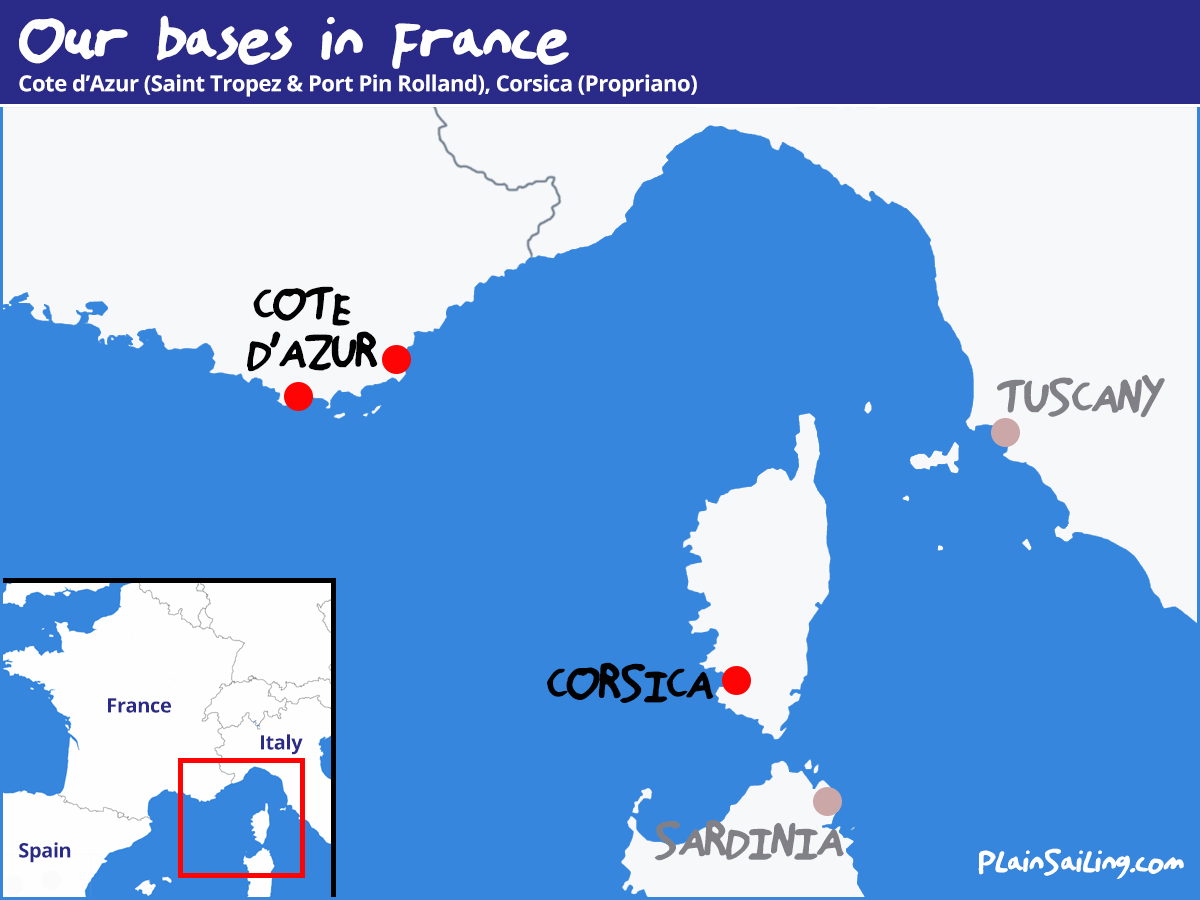 Our Yacht Charter base in France - Saint Tropez and Propriano, Corsica